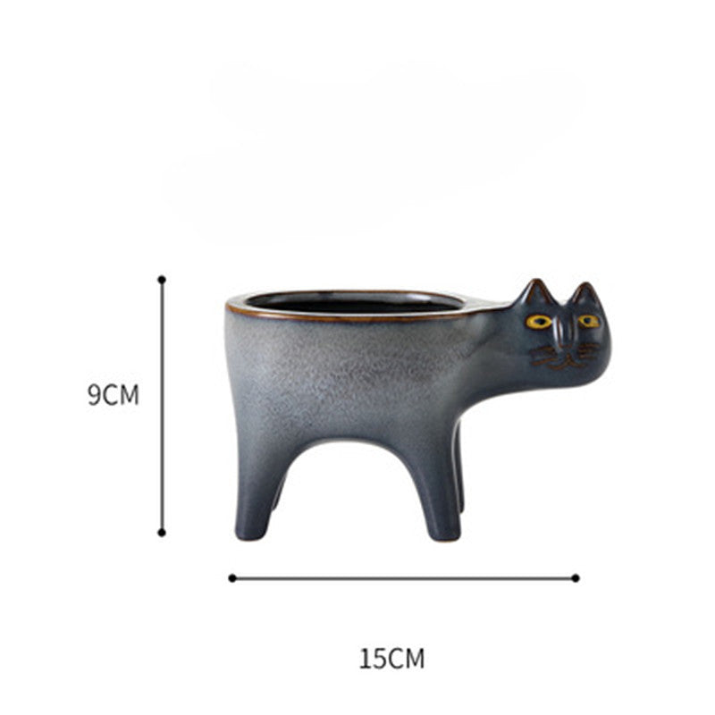 Cute Cat Tail Flower Pot Ceramic Personality Creativity