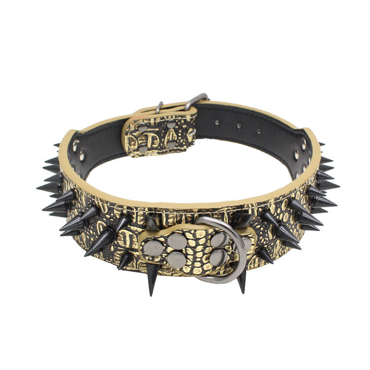 Large Dog Collar – Explosion-Proof, Bite-Proof PU Leather with Rivets