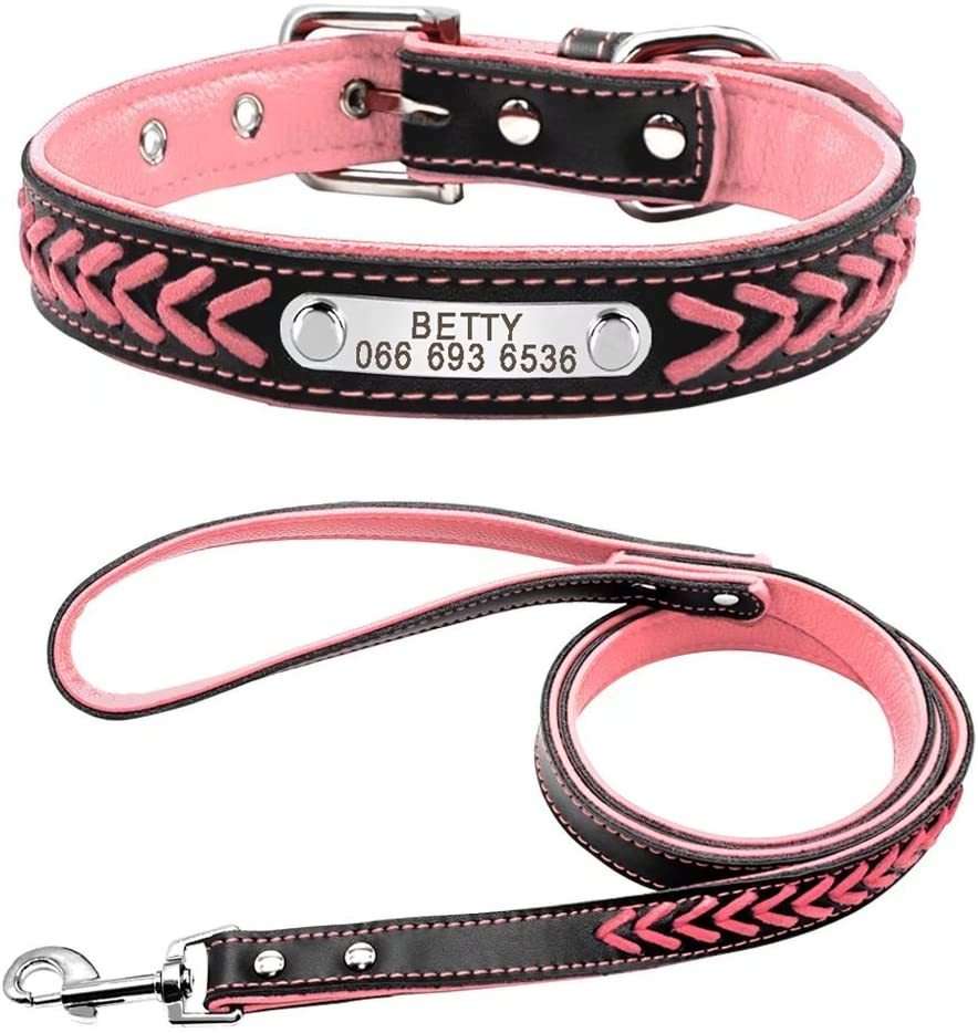 Engraving Anti-Lost Dog Tag Collar – Personalized Leather Puppy Collar