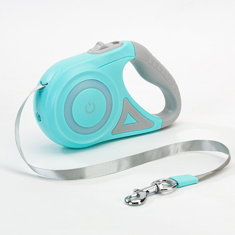retractable dog leash with built-in LED light and collar