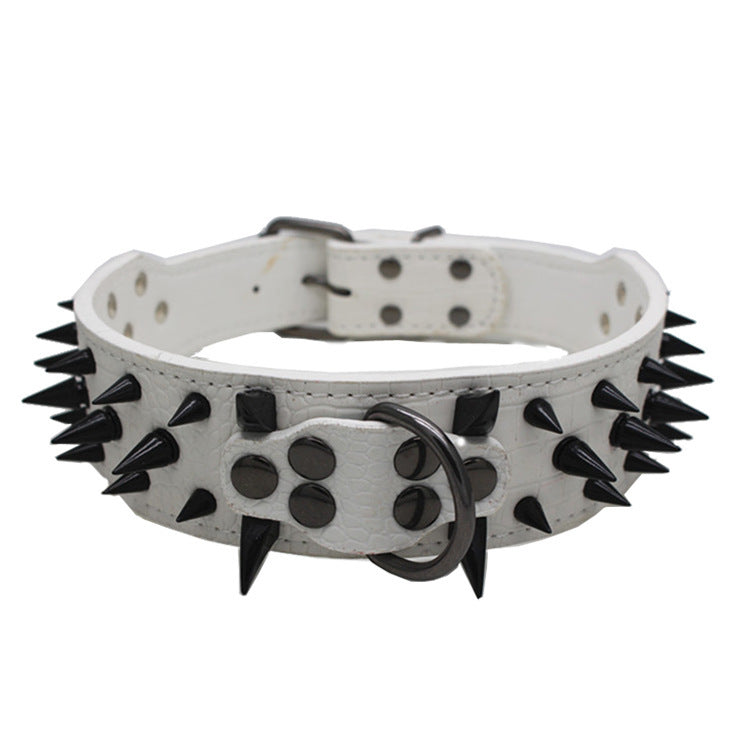 Large Dog Collar – Explosion-Proof, Bite-Proof PU Leather with Rivets