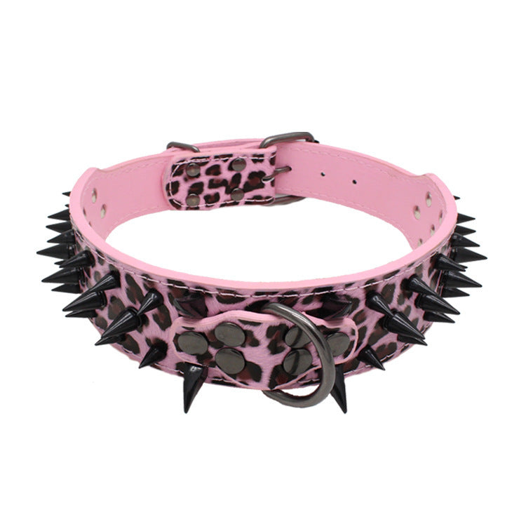 Large Dog Collar – Explosion-Proof, Bite-Proof PU Leather with Rivets