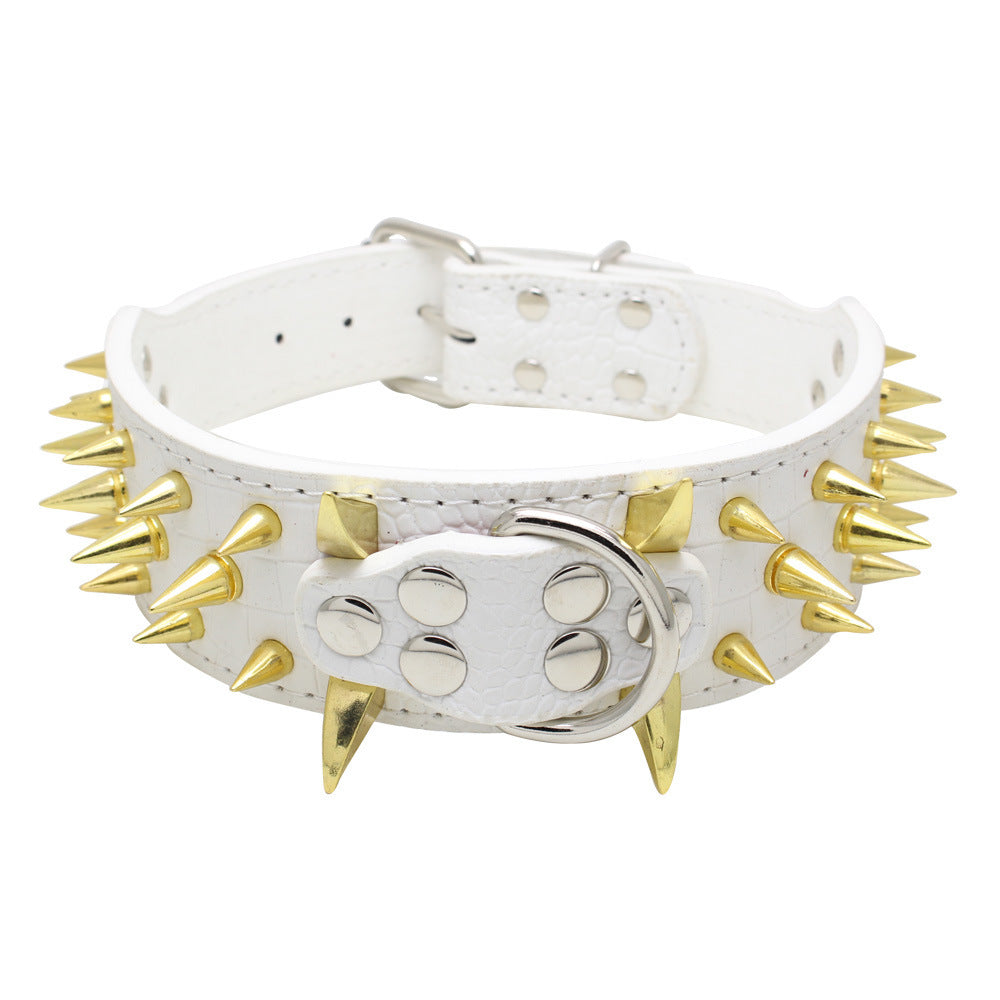 Large Dog Collar – Explosion-Proof, Bite-Proof PU Leather with Rivets