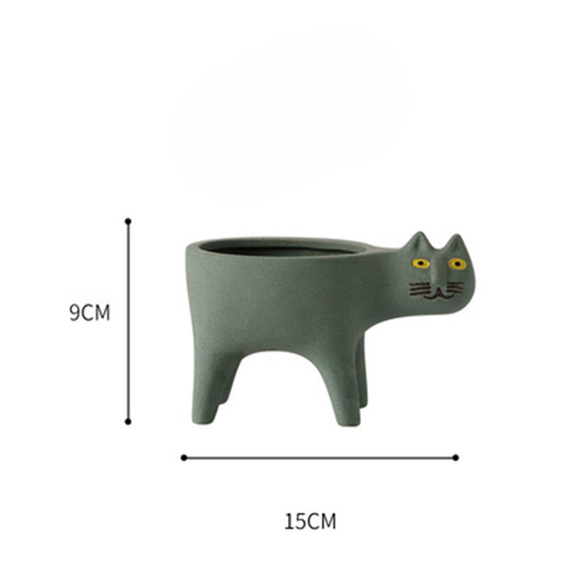 Cute Cat Tail Flower Pot Ceramic Personality Creativity