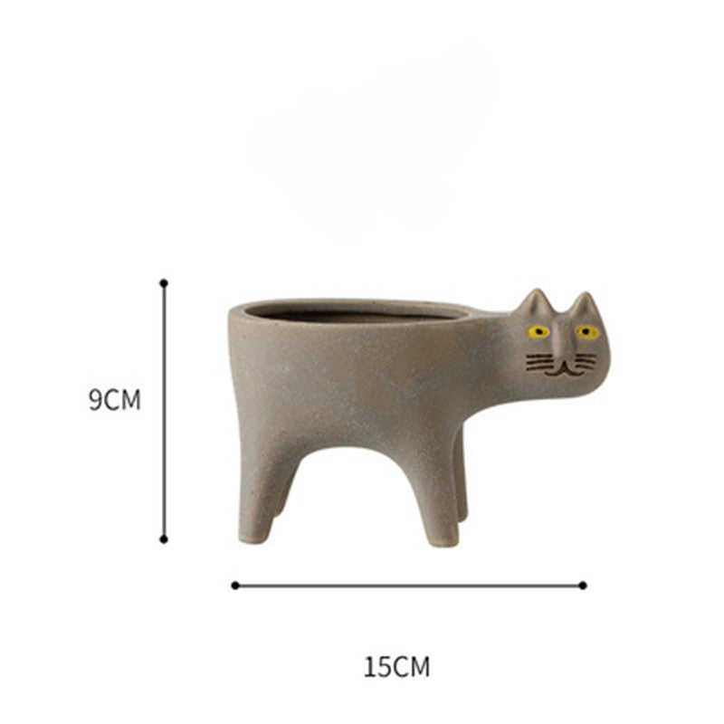 Cute Cat Tail Flower Pot Ceramic Personality Creativity