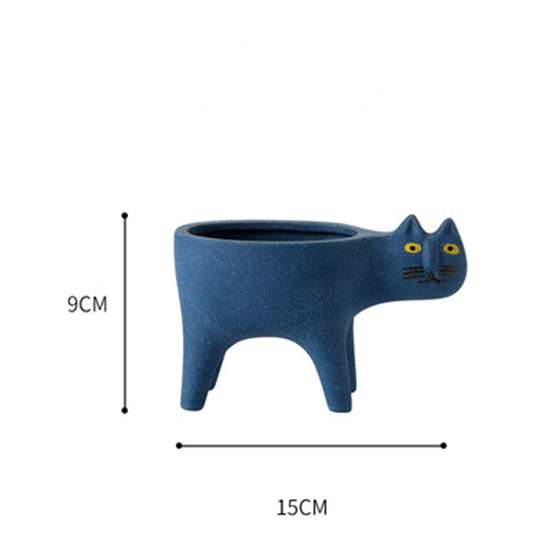 Cute Cat Tail Flower Pot Ceramic Personality Creativity