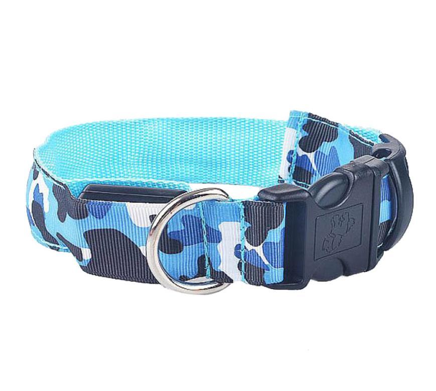 Camouflage Luminous Dog Collar – USB LED Light-Up Nylon Pet Collar for Night Safety