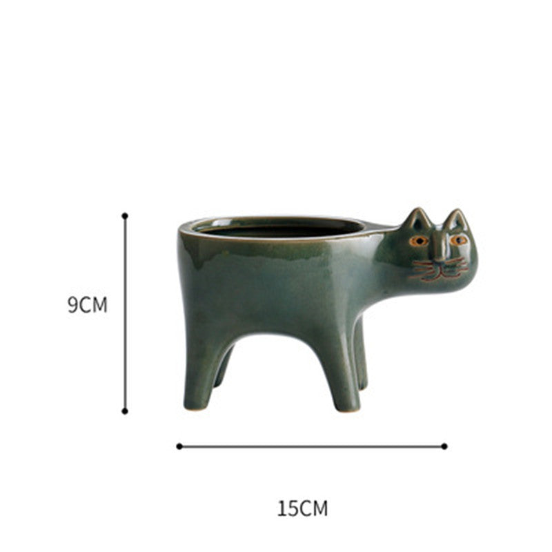 Cute Cat Tail Flower Pot Ceramic Personality Creativity