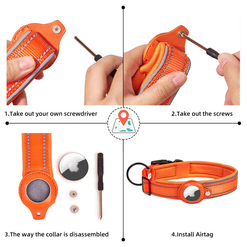 AirTag Pet Collar – Anti-Lost Nylon Dog & Cat Collar with AirTag Holder