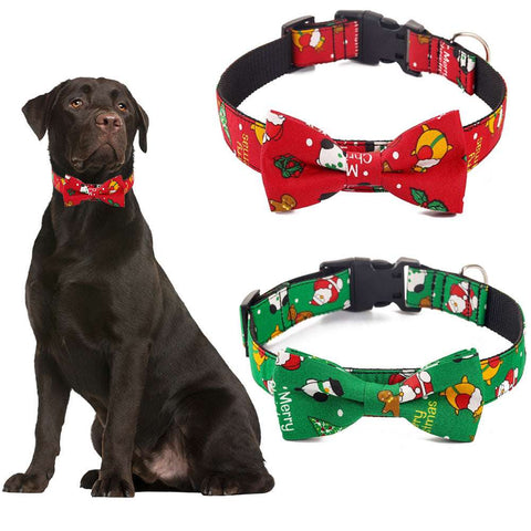 Simplicity Creative Printed Christmas Dog Collar with Bow – PetsDrift