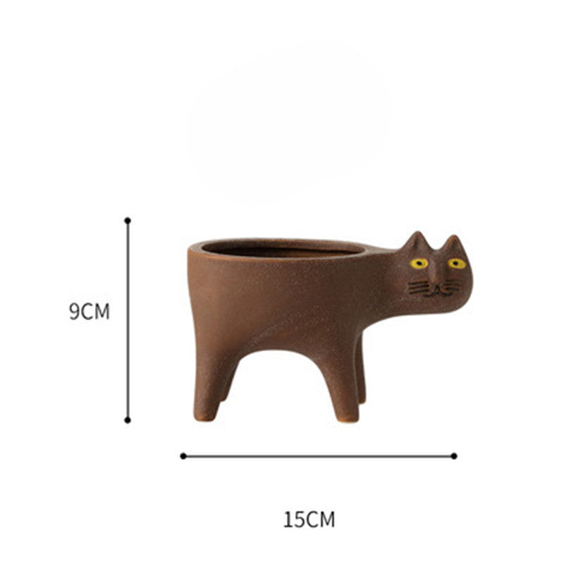 Cute Cat Tail Flower Pot Ceramic Personality Creativity