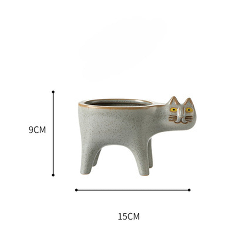Cute Cat Tail Flower Pot Ceramic Personality Creativity