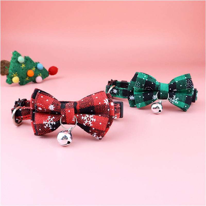 PetsDrift Cat Bow Detachable Christmas Collar – Plaid Bowtie