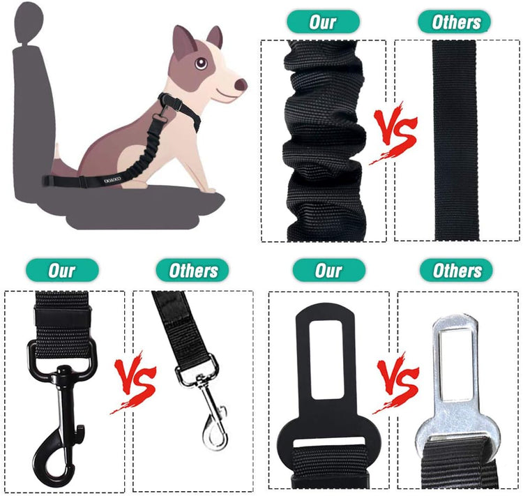 COOYOO Adjustable Dog Seat Belt – Heavy-Duty Retractable Nylon Car Harness for Pet Safety