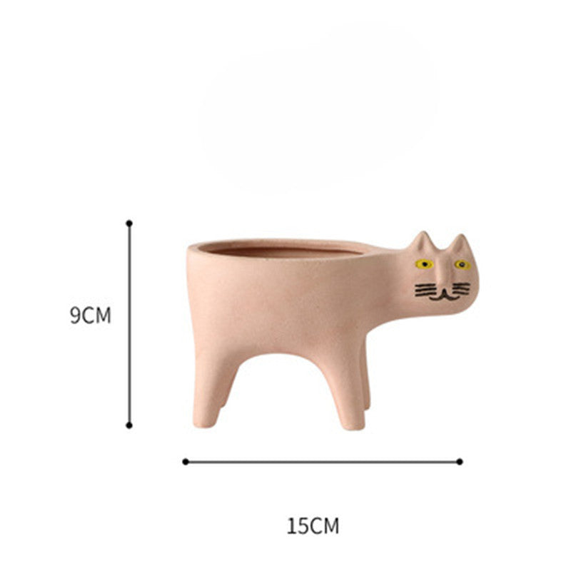 Cute Cat Tail Flower Pot Ceramic Personality Creativity