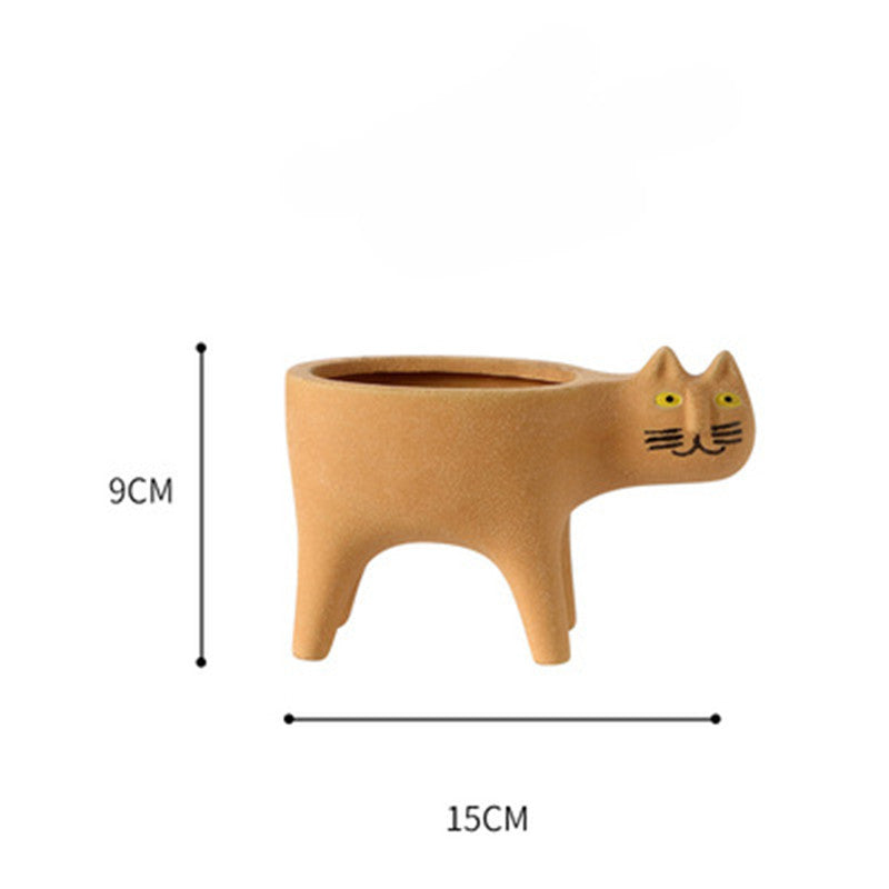 Cute Cat Tail Flower Pot Ceramic Personality Creativity