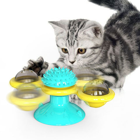 Cat Rotating Windmill Multi-Function Toy – Luminous Ball & Catnip Play | PetsDrift