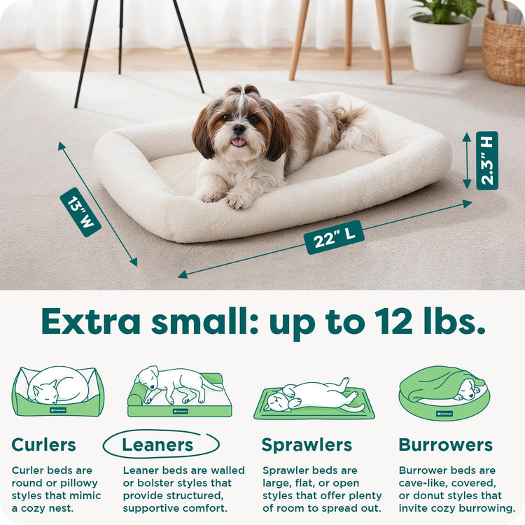 FurHaven Dog & Cat Bed – Extra Small Bolster Crate Pad with Soft Supportive Base, Machine Washable