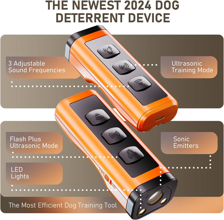 Rechargeable Dog Bark Deterrent – 50ft Ultrasonic Anti-Barking Training Device 🐶