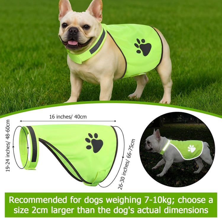 Shinylin 4-Piece Reflective Dog Safety Gear – Adjustable Vest & High-Visibility Wristbands for Outdoor Walks