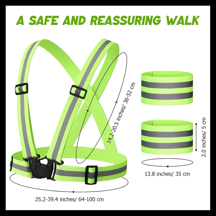 Shinylin 4-Piece Reflective Dog Safety Gear – Adjustable Vest & High-Visibility Wristbands for Outdoor Walks