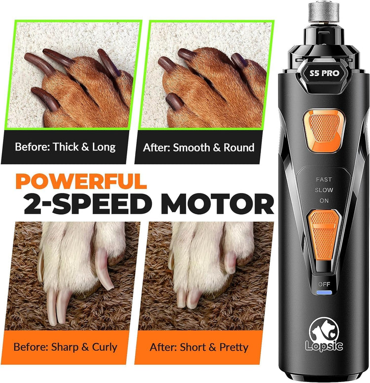 Silent Dog Nail Grinder with LED Light โ Safe & Stress-Free Grooming for All Breeds & Sizes, 3 Grinding Bits, 2-Speed Rechargeable Pet Nail Trimmer Kit