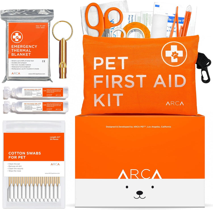 ARCA PET Dog First Aid Kit – Water-Resistant Reflective Pouch for Pet Emergencies, Hiking & Camping Essentials