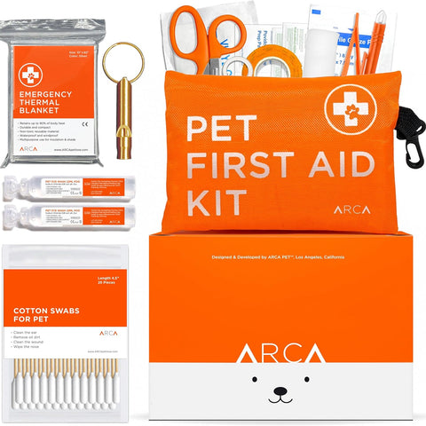 ARCA PET Dog First Aid Kit – Water-Resistant Reflective Pouch for Pet Emergencies, Hiking & Camping Essentials