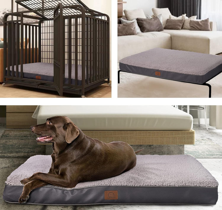 Sunheir Orthopedic Dog Bed – Large Waterproof Crate Bed with Removable Washable Cover, Egg Crate Foam & Anti-Slip Bottom