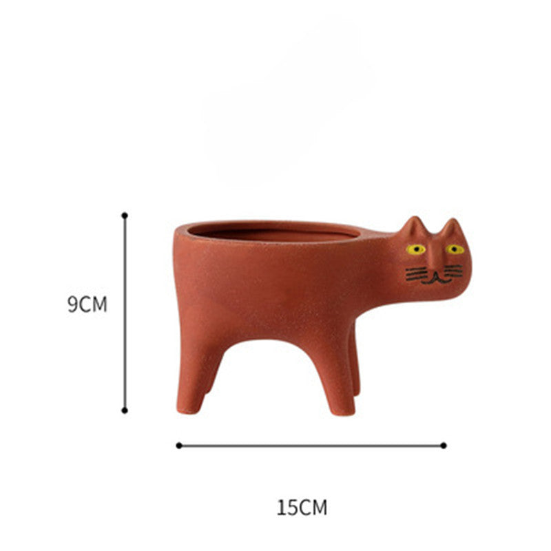 Cute Cat Tail Flower Pot Ceramic Personality Creativity