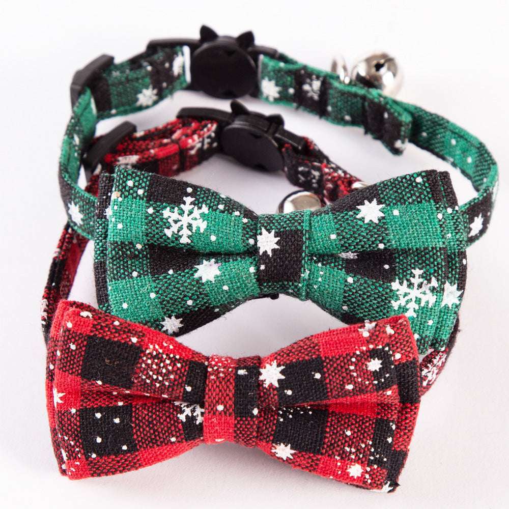 PetsDrift Cat Bow Detachable Christmas Collar – Plaid Bowtie