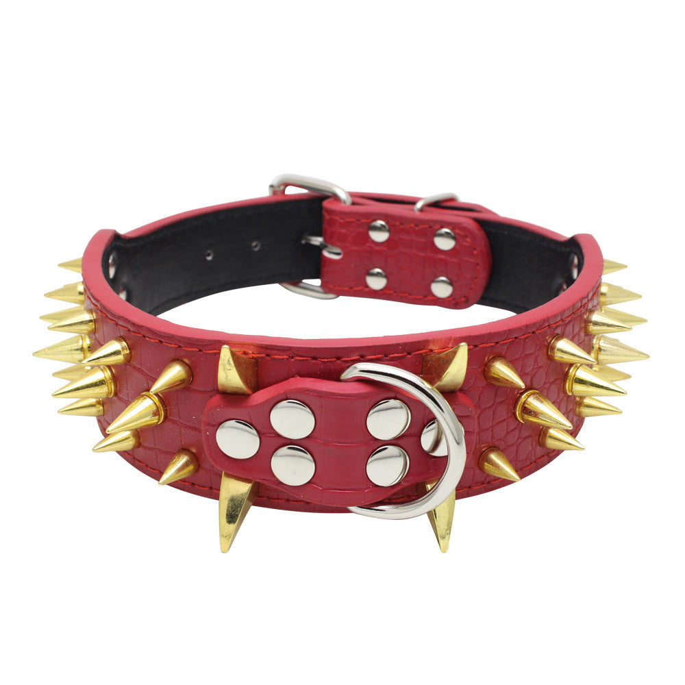Large Dog Collar – Explosion-Proof, Bite-Proof PU Leather with Rivets