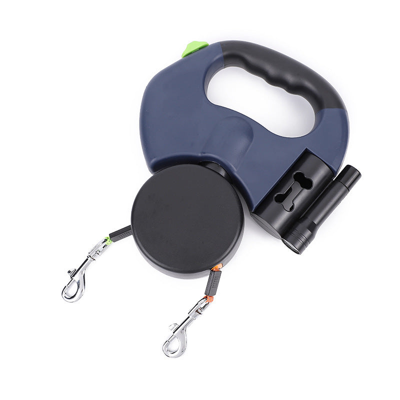 dual retractable dog leash with flashlight