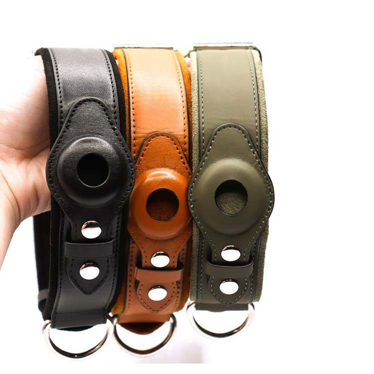 Leather GPS Dog Collar – Tracker-Ready Pet Collar for Apple AirTag