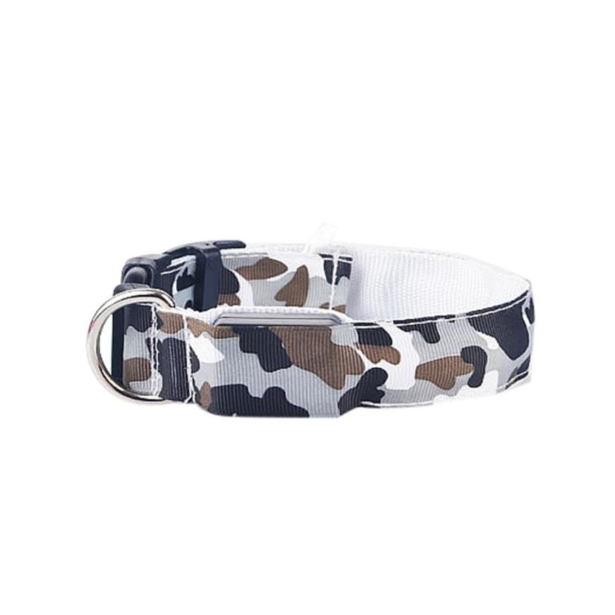 Camouflage Luminous Dog Collar – USB LED Light-Up Nylon Pet Collar for Night Safety