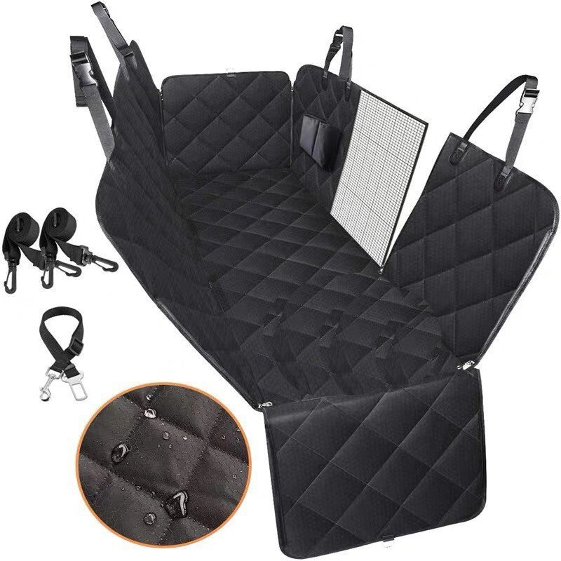 Back Seat Protector for Dogs – Waterproof Dog Car Seat Cover with Mesh View, Zippered Sides & Safety Hammock