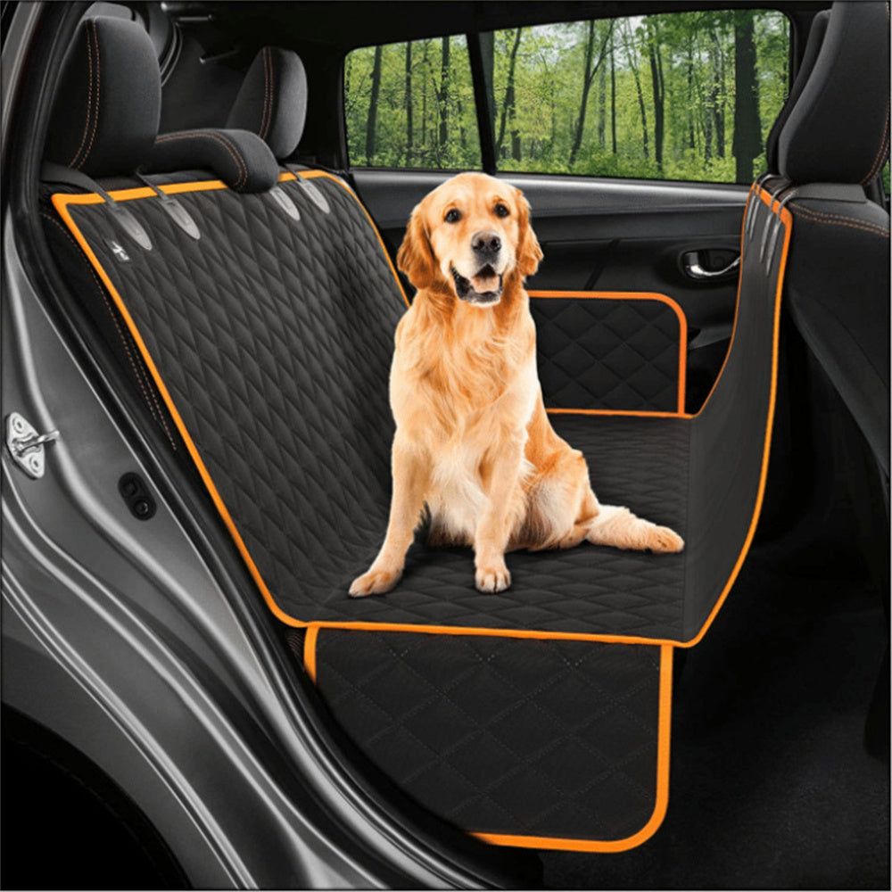 Back Seat Protector for Dogs – Waterproof Dog Car Seat Cover with Mesh View, Zippered Sides & Safety Hammock