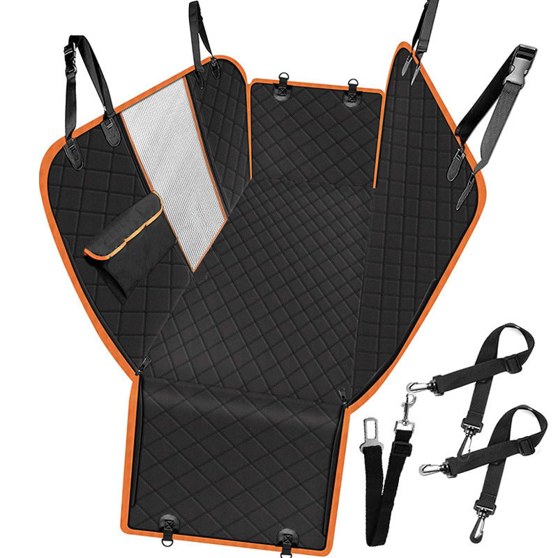 Back Seat Protector for Dogs – Waterproof Dog Car Seat Cover with Mesh View, Zippered Sides & Safety Hammock