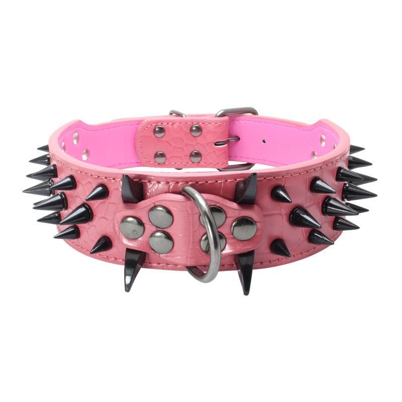 Large Dog Collar – Explosion-Proof, Bite-Proof PU Leather with Rivets