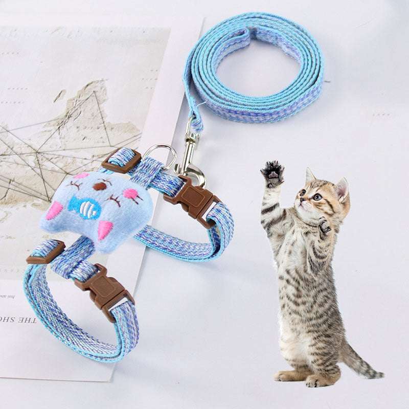 Cat Leash Harness – Adjustable I-Shaped Harness with Traction Rope for Walking