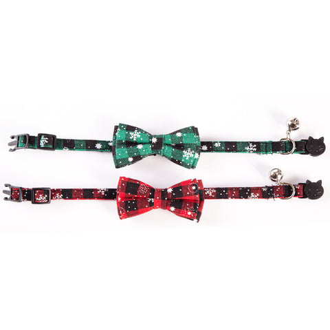 PetsDrift Cat Bow Detachable Christmas Collar –  Plaid Bowtie