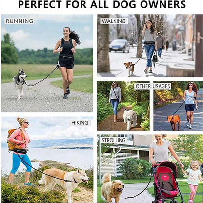hands free dog leash belt with phone and bottle holder
