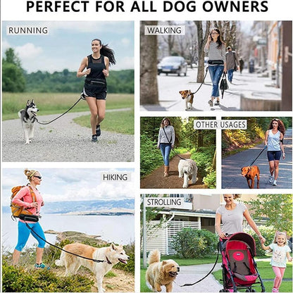 hands free dog leash belt with phone and bottle holder