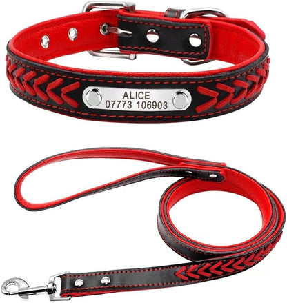 Engraving Anti-Lost Dog Tag Collar – Personalized Leather Puppy Collar