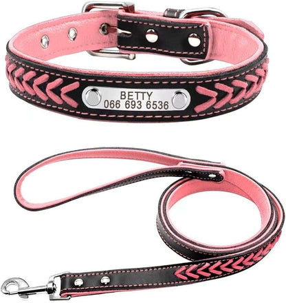 Engraving Anti-Lost Dog Tag Collar – Personalized Leather Puppy Collar
