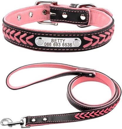 Engraving Anti-Lost Dog Tag Collar – Personalized Leather Puppy Collar