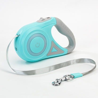 retractable dog leash with built-in LED light and collar