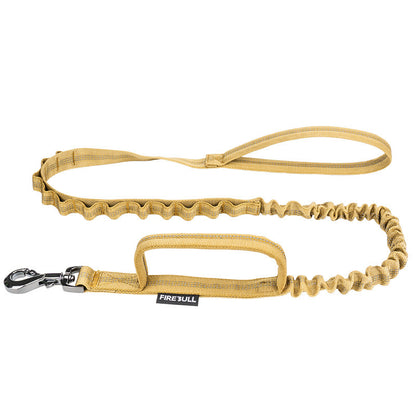 khaki tactical dog collar with adjustable leash