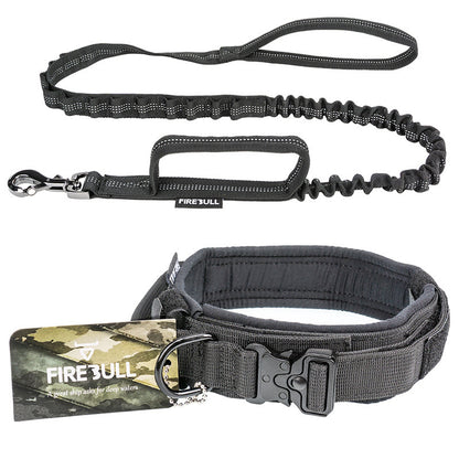 tactical dog harness and collar leash set in black