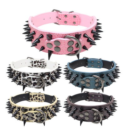 Large Dog Collar – Explosion-Proof, Bite-Proof PU Leather with Rivets